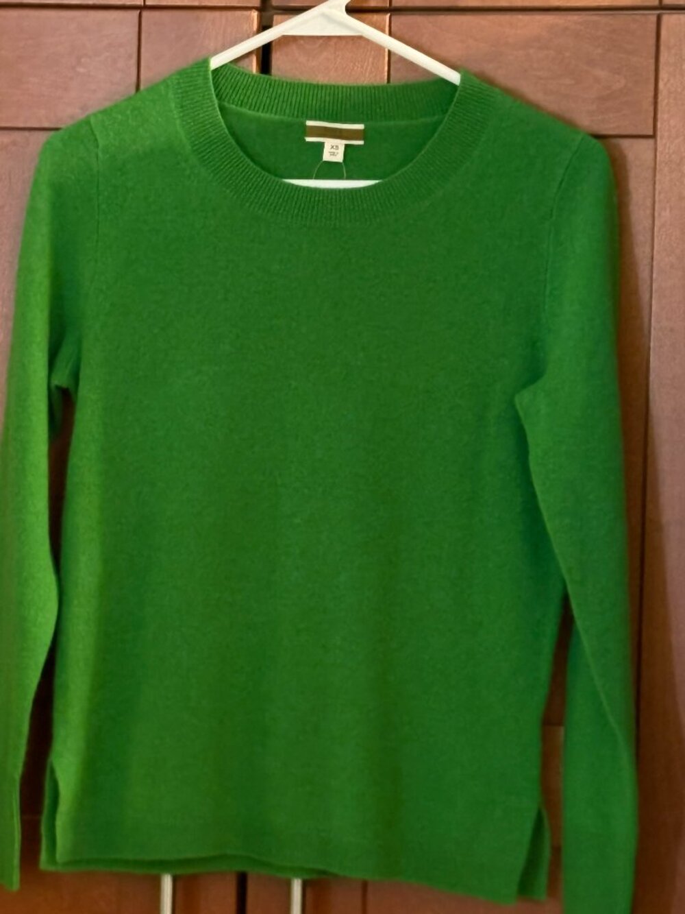 J Crew Cashmere Women Slim Fit Sz XS Crewneck Green Preppy Sweater $109
